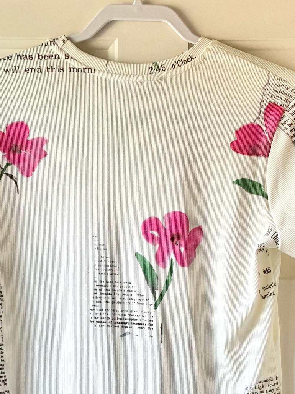 Desigual Floral Newspaper T-Shirt Short Sleeve Size L NWOT - Picture 11 of 16